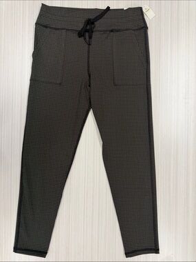 Aerie Offline Black and olive Houndstooth Print Leggings with Drawstring Waist